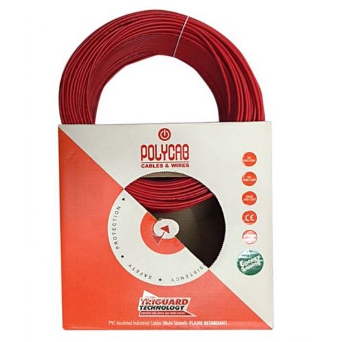 Polycab 10 Sqmm 1 Core FR PVC Insulated Flexible Cable, 90 mtr (Red)